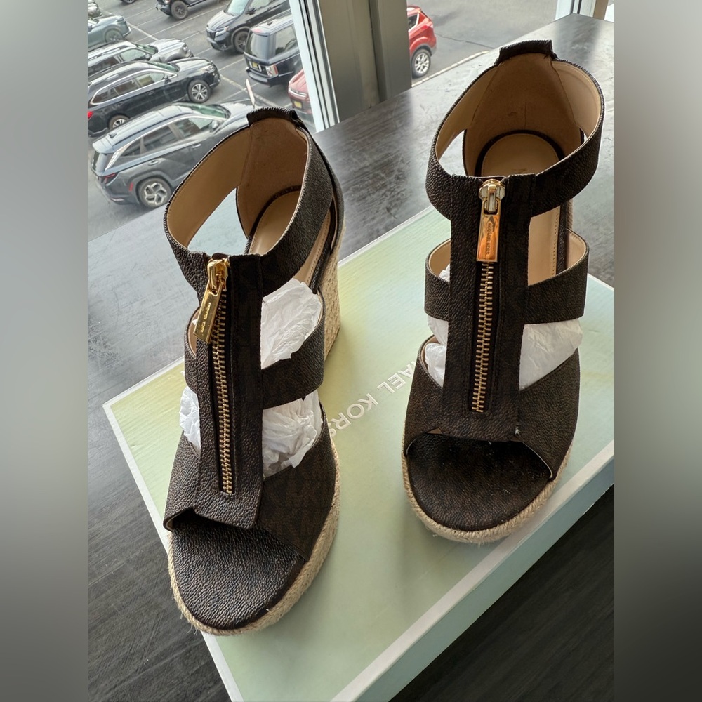 Michael Kors Dark Brown Wedge Sandals